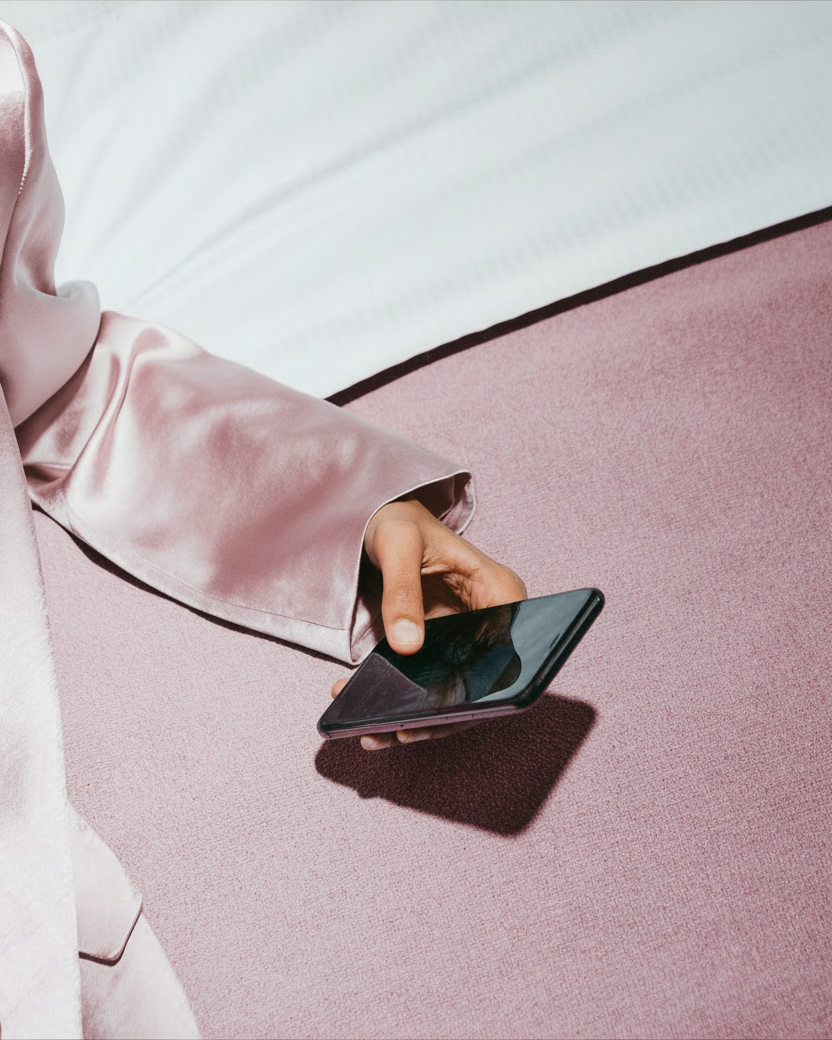 Creator holding a phone